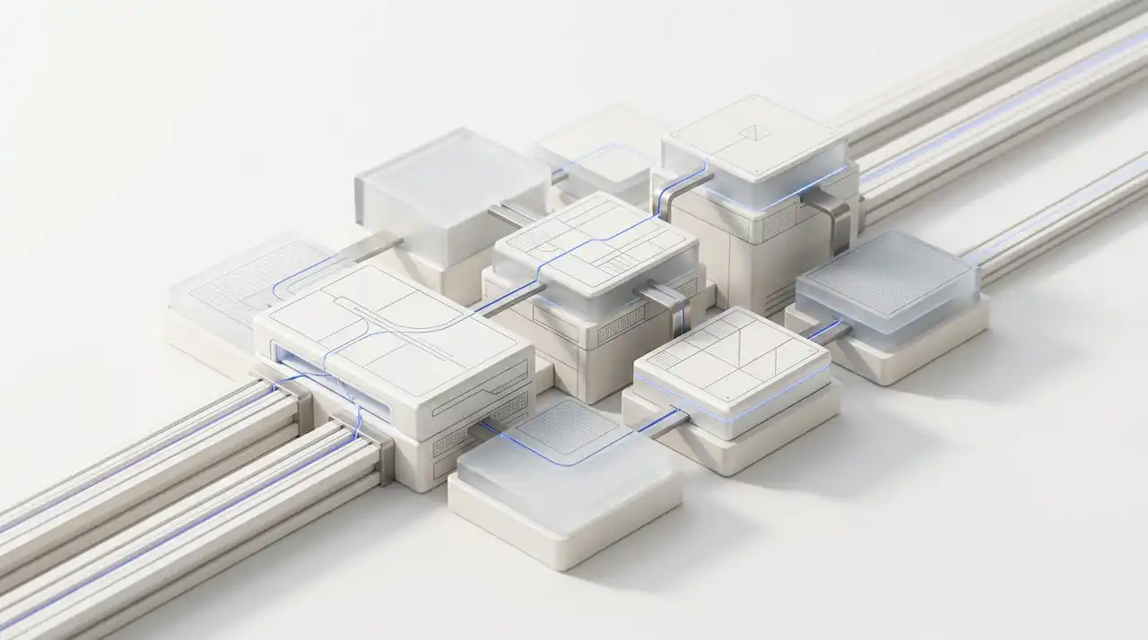 Abstract durable AI workflow architecture with connected checkpoints and persistent execution paths.
