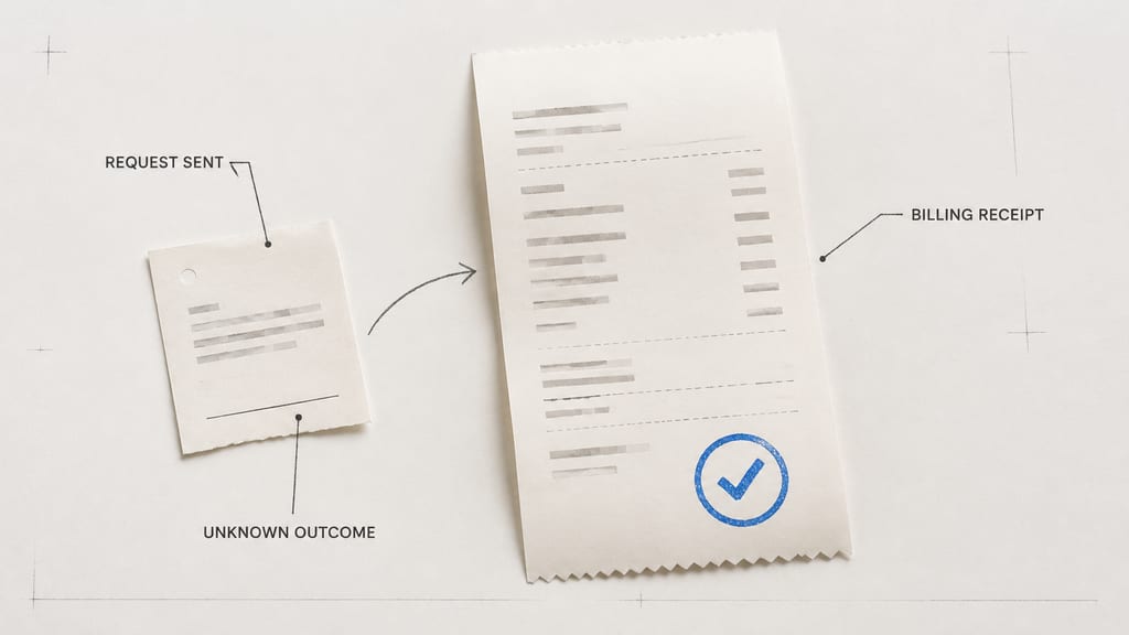 Billing receipt proves credit completion while sent request remains unresolved